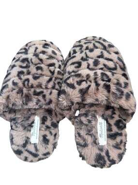 Madewell Faux Fur Leopard Print Slippers